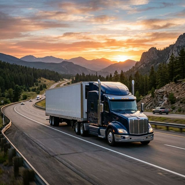 American Semi Truck at Sunset